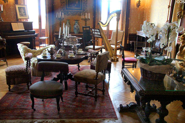 Grand Salon with late 19thC furniture & style at Chaumont-Sur-Loire. France.