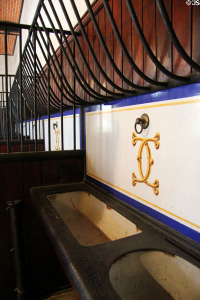 Water & feed basins in horse stables at Chaumont-Sur-Loire. France.