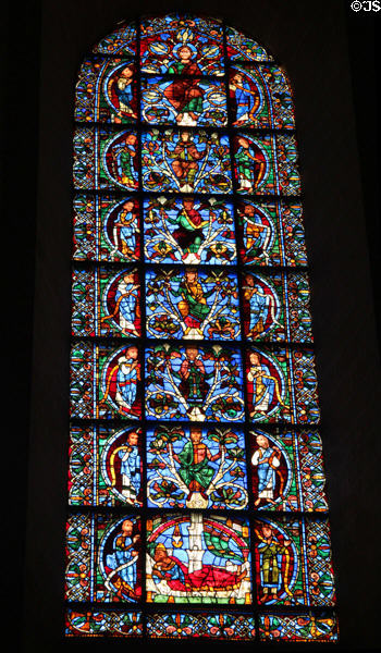 Jesse Tree stained glass window at Chartres Cathedral. Chartres, France.