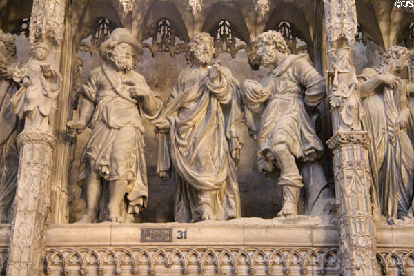 Christ's disciples on carved choir screen at Chartres Cathedral. Chartres, France.