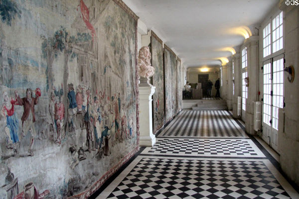 Grand gallery with Flemish tapestries (18thC) at Chateau D'Ussé. Ussé, France.