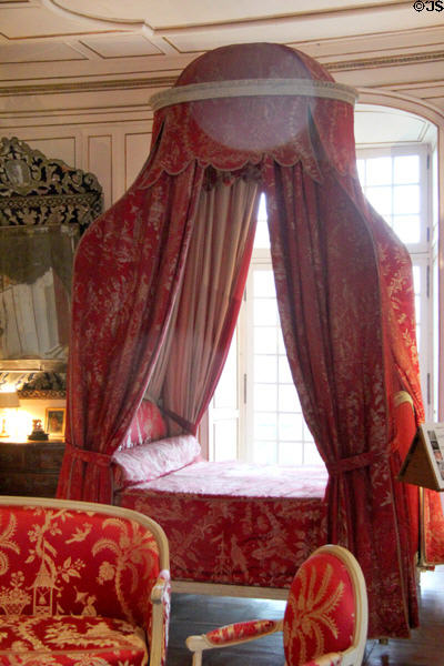 Canopy bed "a la polonaise" in King's bedroom at Chateau D'Ussé. Ussé, France.