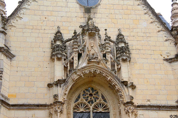 Details over Renaissance doorway of Chapel at Chateau D'Ussé. Ussé, France.