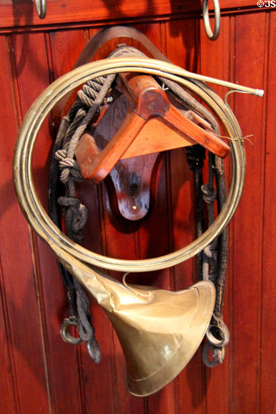 Antique hunting horn in stables at Chateau D'Ussé. Ussé, France.