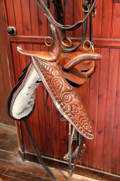 Side saddle in stables at Chateau D'Ussé. Ussé, France.