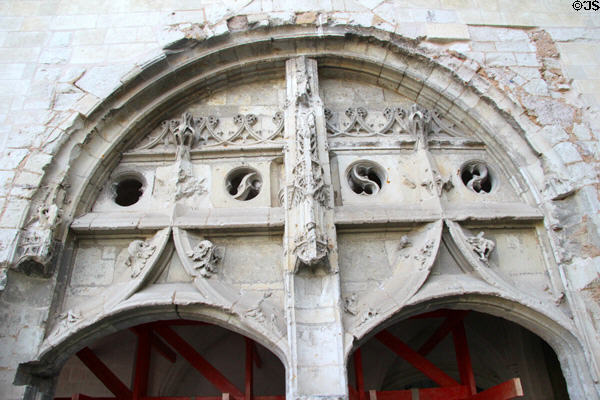 Romanesque church doorway at Fontevraud Abbey. Fontevraud, France.