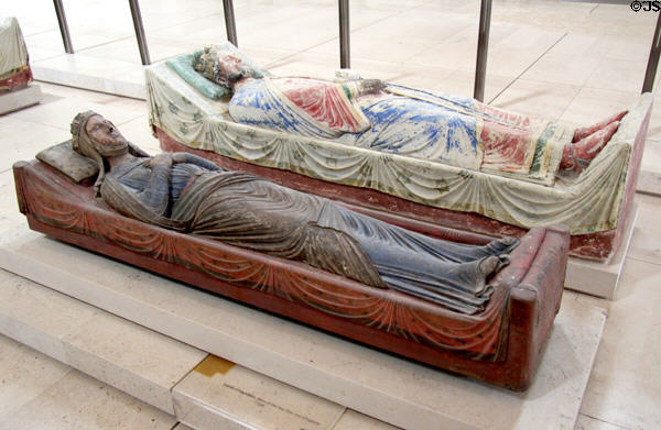 Tomb (1246) of Isabelle d'Angoulême, wife of John Lackland, youngest son of English King Henry II & Eleanor of Aquitaine beside Richard the Lionheart at Fontevraud Abbey. Fontevraud, France.