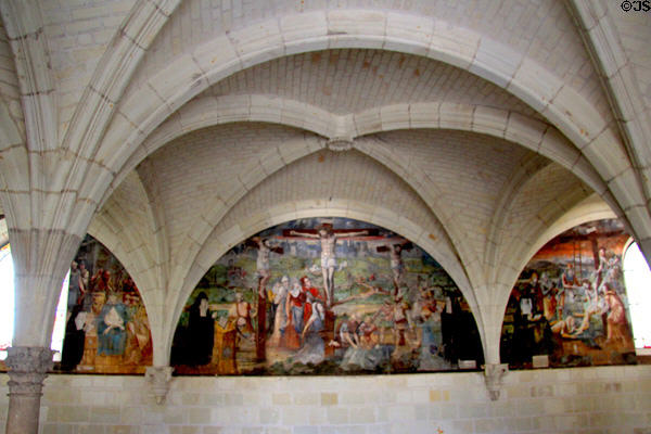 Crucifixion mural in Chapterhouse at Fontevraud Abbey. Fontevraud, France.