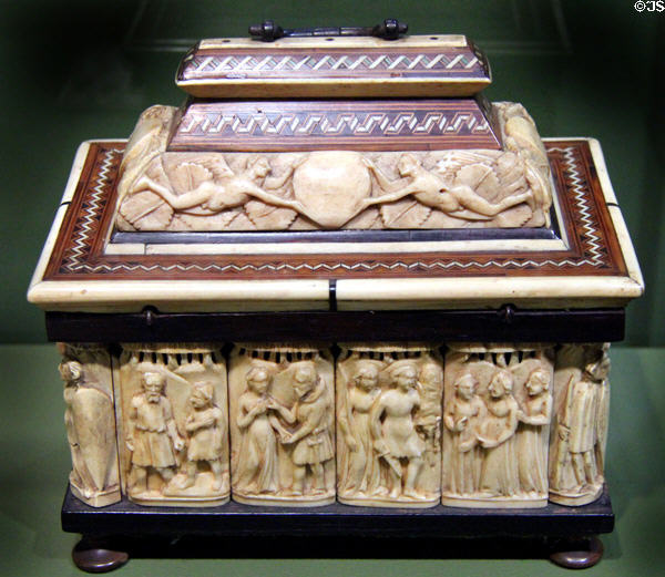 Bone & wood inlaid box (2nd half 15thC) from Northern Italy at Orleans Beaux Arts Museum. Orleans, France.