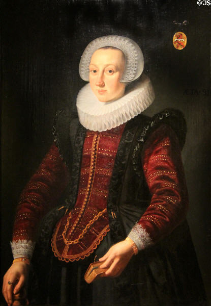 Portrait of woman in Warmond family (c1610) attrib. Joris van Schooten at Orleans Beaux Arts Museum. Orleans, France.