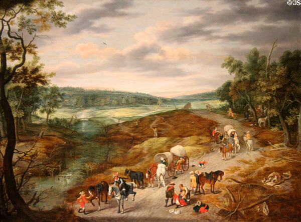 Attack on convoy of travelers painting (1650) by Izaack van Oosten at Orleans Beaux Arts Museum. Orleans, France.