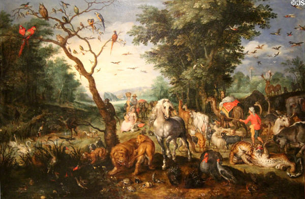 Animals of Noah's Arc painting (c1615) attrib. Jan Brueghel the Younger at Orleans Beaux Arts Museum. Orleans, France.