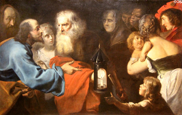 Diogenes searching for honest man painting (c1620-30) by Pieter van Mol at Orleans Beaux Arts Museum. Orleans, France.