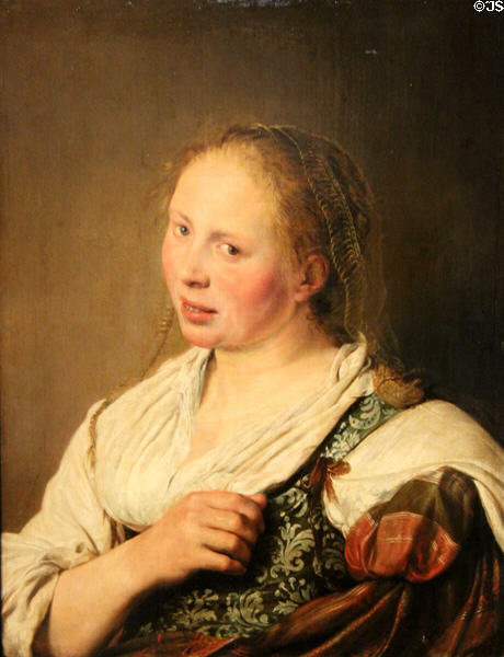 Young country woman painting (c1635) by Salomon de Bray at Orleans Beaux Arts Museum. Orleans, France.