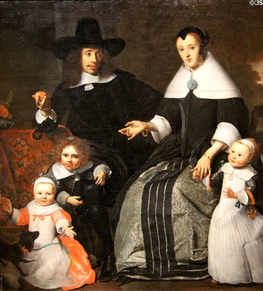 Portrait of a family (c1660) attrib. Cornelis Bisschop at Orleans Beaux Arts Museum. Orleans, France.