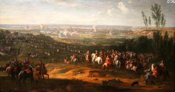 Arrival of Louis XIV at Maastricht, during 1670s war against Holland painting by Jean-Baptiste Martin at Orleans Beaux Arts Museum. Orleans, France.