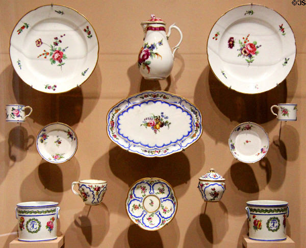 Collection of French porcelain from Vincennes & Sevres (18thC) at Orleans Beaux Arts Museum. Orleans, France.