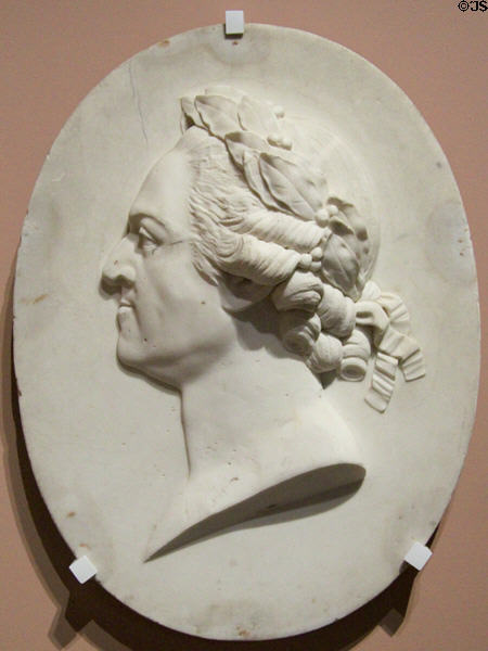 Marble portrait relief of King Louis XV in antique dress (c1760) at Orleans Beaux Arts Museum. Orleans, France.