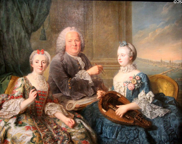 Portrait of Jacques Hupeau, Orleans architect, & family (c1760) by Donatien Nonotte at Orleans Beaux Arts Museum. Orleans, France.