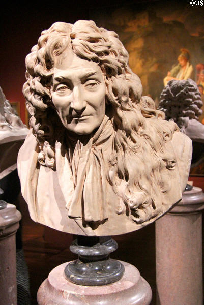 Jean de la Fontaine terra cotta bust (1781) by Jean-Antoine Houdon at Orleans Beaux Arts Museum. Orleans, France.