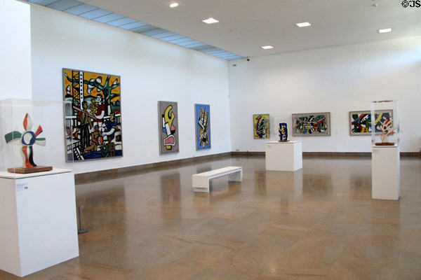 Painting gallery showing the evolution of Léger's work from early 20thC until his death in 1955 at Musée National Fernand Léger. Biot, France.