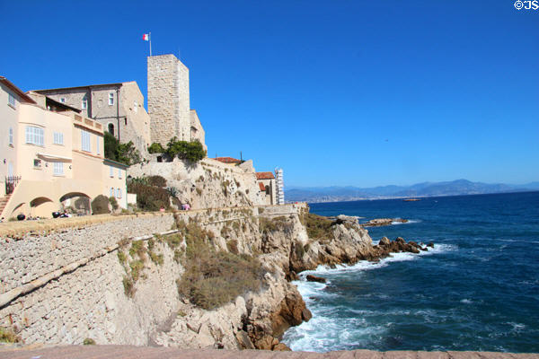 Shoreline view of Picasso Museum in Chateau Grimaldi. Antibes, France.