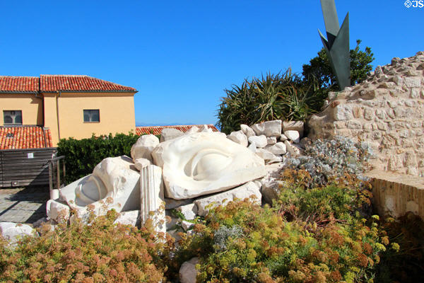 Succulents & sculpture garden outside Picasso Museum. Antibes, France.