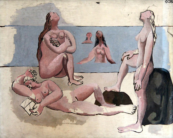 Bathers Watching an Aeroplane (Baigneuses regardant un avion) painting (1920) by Pablo Picasso at Picasso Museum. Antibes, France.