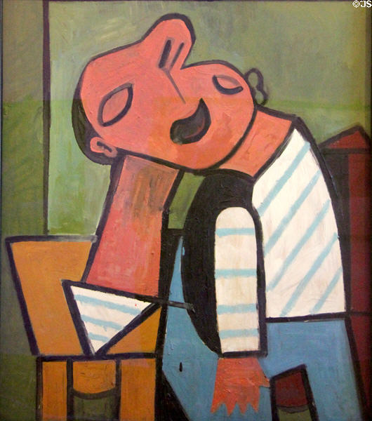 Fisherman at a Table (Pêcheur attablé) painting (1946) by Pablo Picasso at Picasso Museum. Antibes, France.