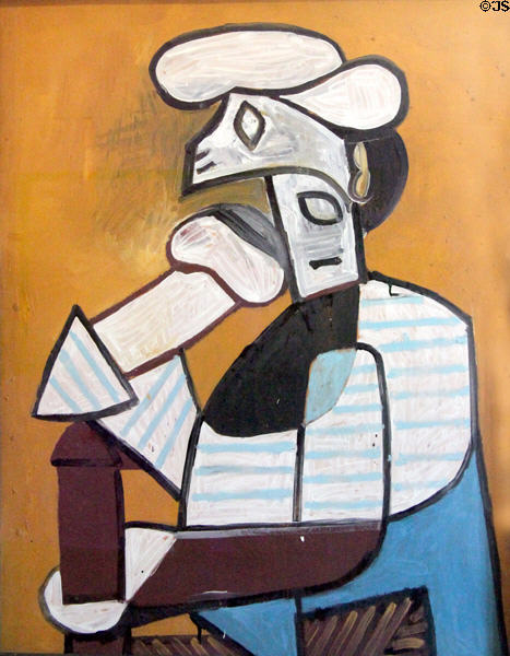 Seated Fisherman with Cap (Pêcheur assis à la casquette) painting (1946) by Pablo Picasso at Picasso Museum. Antibes, France.
