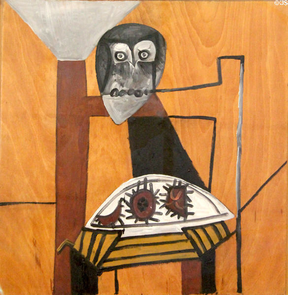 Still Life with Owls & Three Sea Urchins (Nature morte à la chouette et aux trois oursins) painting (1946) by Pablo Picasso at Picasso Museum. Antibes, France.
