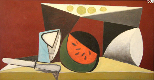 Still Life with Watermelon (Nature morte à la pastèque) painting (1946) by Pablo Picasso at Picasso Museum. Antibes, France.