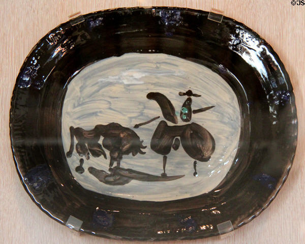 Ceramic plate with matador & bull (1947-48) by Pablo Picasso at Picasso Museum. Antibes, France.