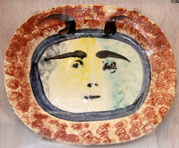Ceramic plate with face (1947-48) by Pablo Picasso at Picasso Museum. Antibes, France.