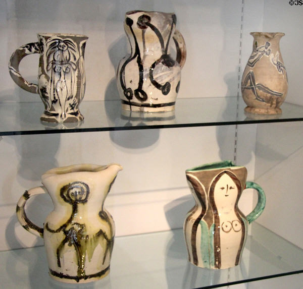 Ceramic pitchers (1947-48) by Pablo Picasso at Picasso Museum. Antibes, France.