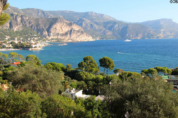 Sea & mountain view from Cap Ferat & Villa Ephrussi de Rothschild. Saint Jean Cap Ferrat, France.