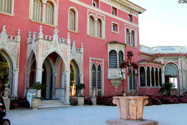 Gothic entrance to Villa Ephrussi de Rothschild. Saint Jean Cap Ferrat, France.