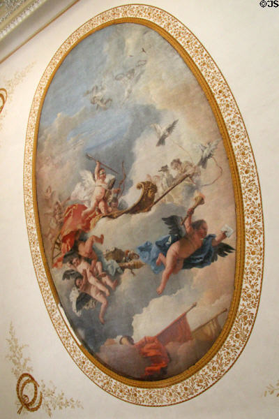 Oval ceiling mural in Grand Salon at Villa Ephrussi de Rothschild. Saint Jean Cap Ferrat, France.