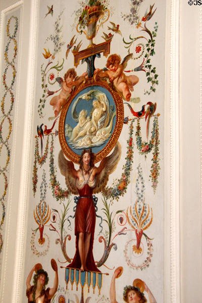Wall panel in Boudoir at Villa Ephrussi de Rothschild. Saint Jean Cap Ferrat, France.