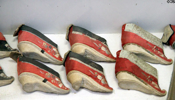 Collections of Chinese slippers for bound feet at Villa Ephrussi de Rothschild. Saint Jean Cap Ferrat, France.