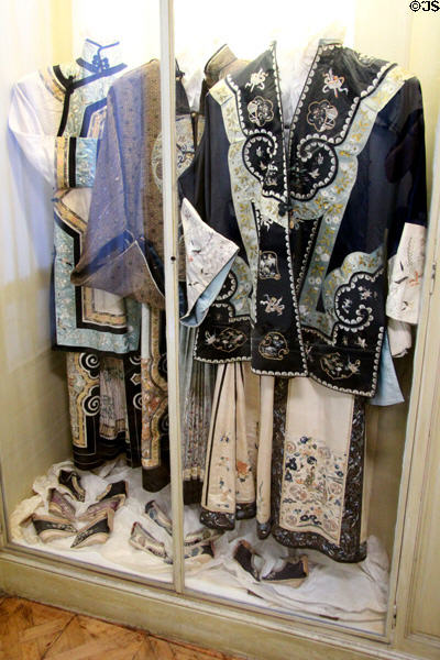 Chinese costumes on display at Villa Ephrussi de Rothschild. Saint Jean Cap Ferrat, France.