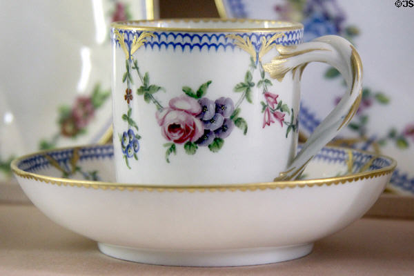 Cup & saucer from Sèvres table service (1767) at Villa Ephrussi de Rothschild. Saint Jean Cap Ferrat, France.