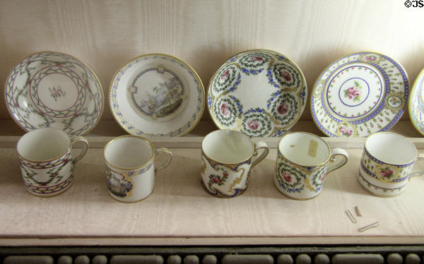 Sèvres coffee cups (1757-1786) from porcelain collection at Villa Ephrussi de Rothschild. Saint Jean Cap Ferrat, France.