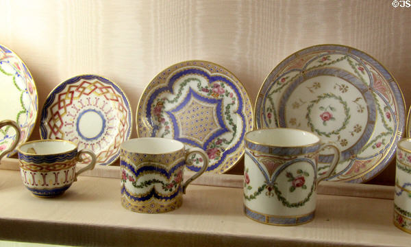 Sèvres coffee cups & cup plates (1757-1786) at Villa Ephrussi de Rothschild. Saint Jean Cap Ferrat, France.