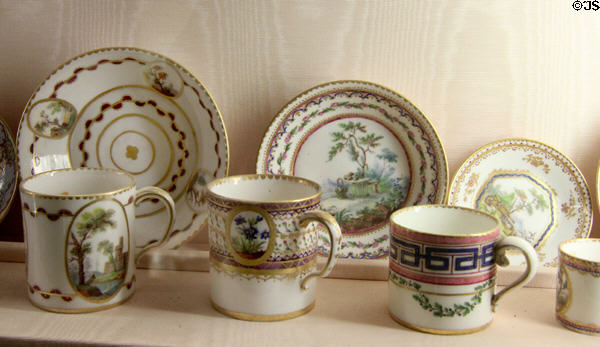 Sèvres coffee cups & cup plates at Villa Ephrussi de Rothschild. Saint Jean Cap Ferrat, France.