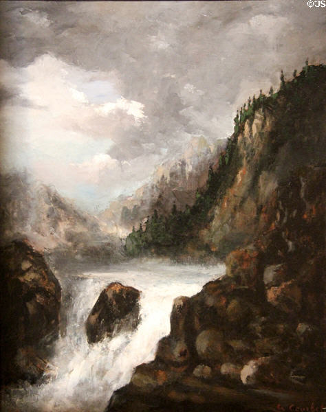 The Falls of Doubs (Le saut du Doubs) painting by Gustave Courbet at Nice Fine Arts Museum. Nice, France.