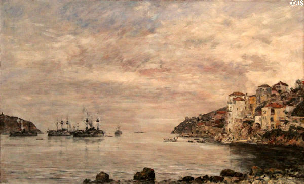 Villefranche Harbor (La rade de Villefranche) painting (1897) by Eugène Boudin at Nice Fine Arts Museum. Nice, France.