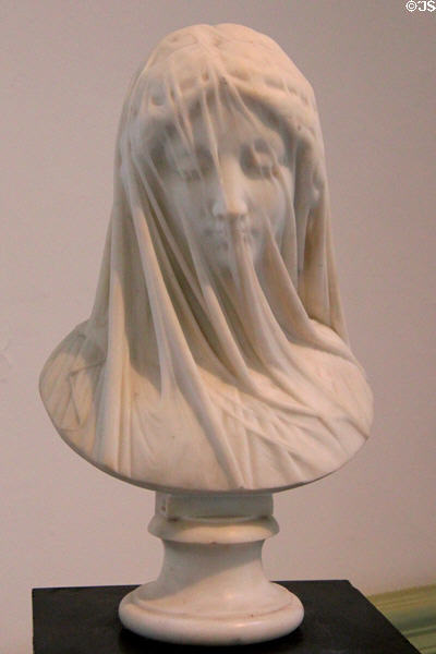 Veiled Woman - The Silence (Femme voilée - Le Silence) marble sculpture (1850-1880) by Luigi Guglielmi (or copy after Guglielmi) at Nice Fine Arts Museum. Nice, France.