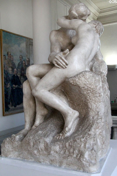 The Kiss (Le Baiser) plaster copy (1927 after 1888-98 original) by Auguste Rodin at Nice Fine Arts Museum. Nice, France.