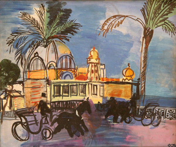 Casino & Two Carriages on the Jetty Promenade painting (1927) by Raoul Dufy at Nice Fine Arts Museum. Nice, France.